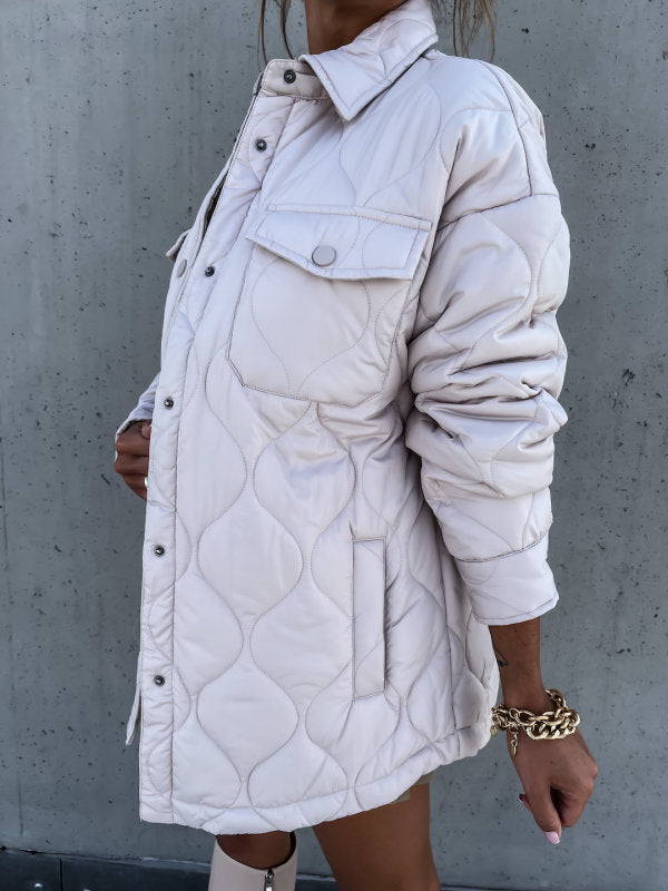Plaid Cotton-Padded Coat | Collared, Single-Breasted Design | Casual Autumn and Winter Wear