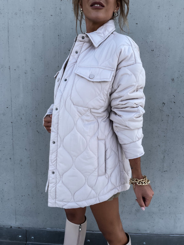 Plaid Cotton-Padded Coat | Collared, Single-Breasted Design | Casual Autumn and Winter Wear