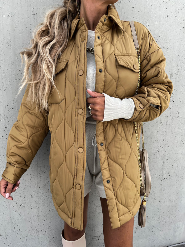 Plaid Cotton-Padded Coat | Collared, Single-Breasted Design | Casual Autumn and Winter Wear
