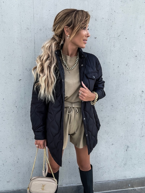Plaid Cotton-Padded Coat | Collared, Single-Breasted Design | Casual Autumn and Winter Wear