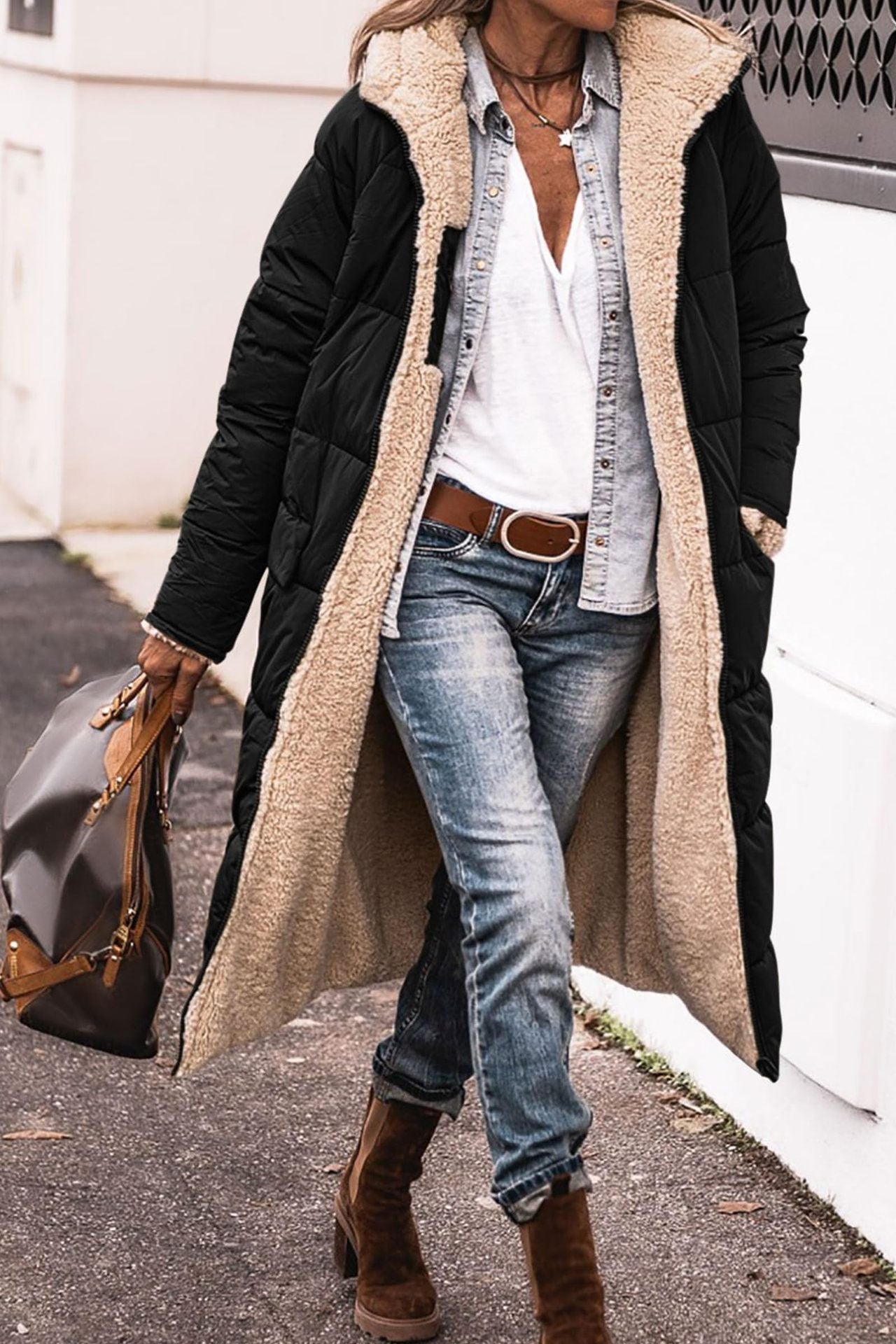 Long Hooded Coat | Teddy Fleece or Quilted | Warm and Stylish