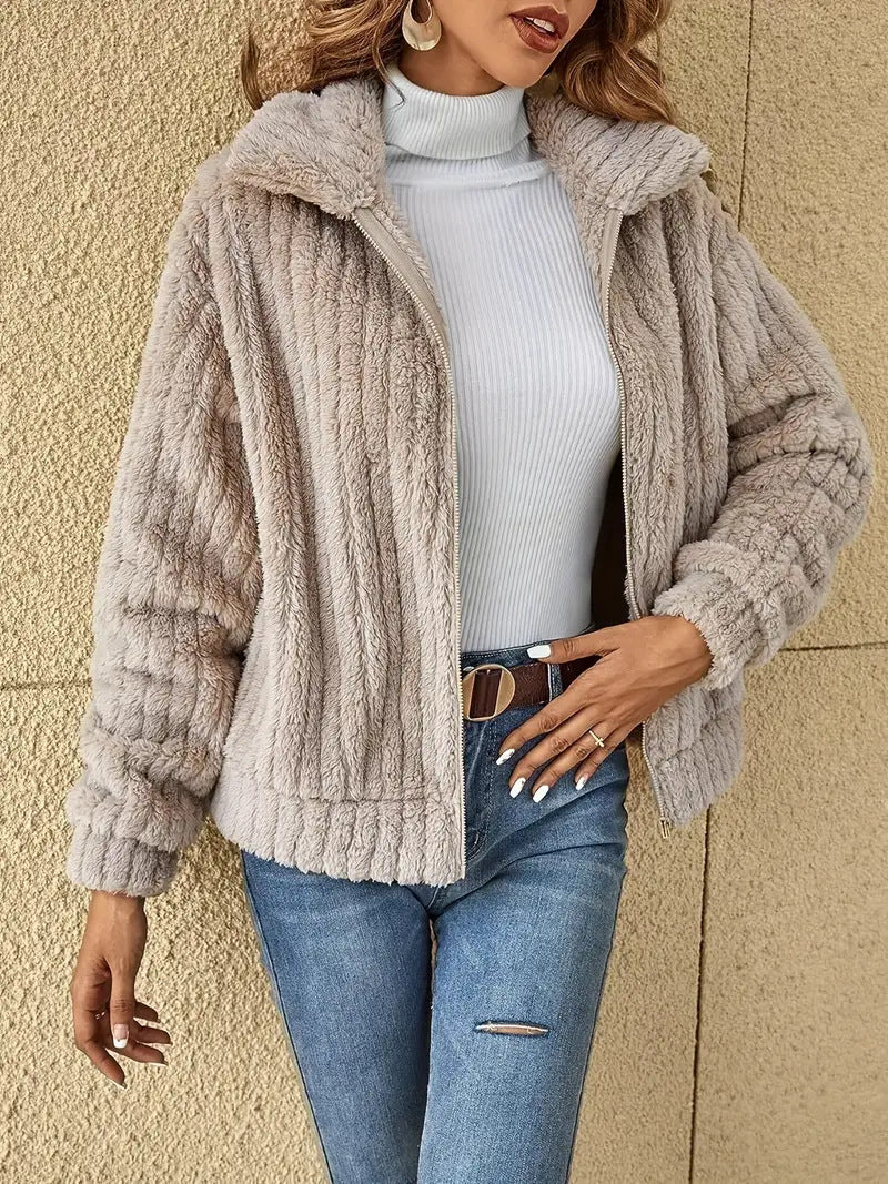 Zipper Jacket | Plush Faux Fur | Cozy Outerwear