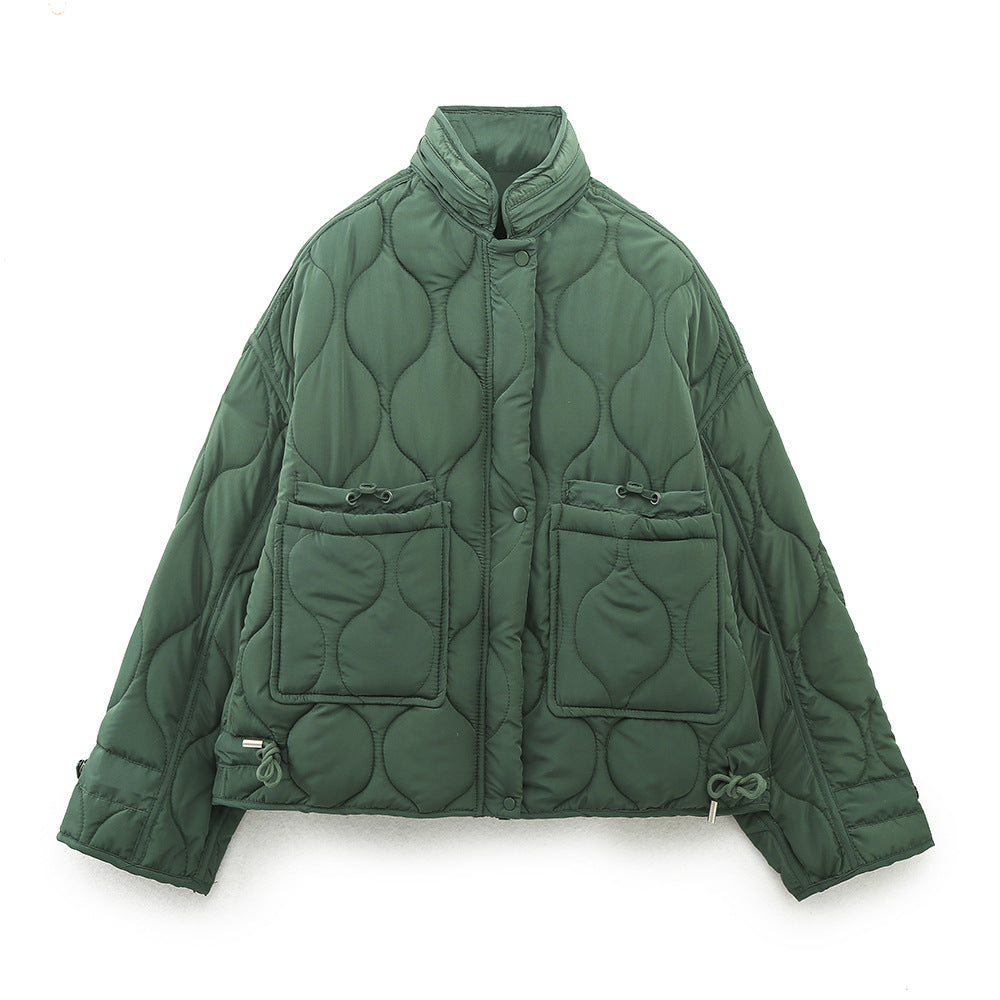 Quilted Hooded Coat | Large Pockets, Loose Fit | Casual Autumn and Winter Wear