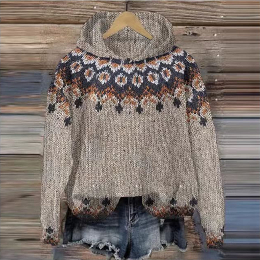 Fair Isle Knit Hoodie | Multicolor Boho Style | Cozy and Relaxed
