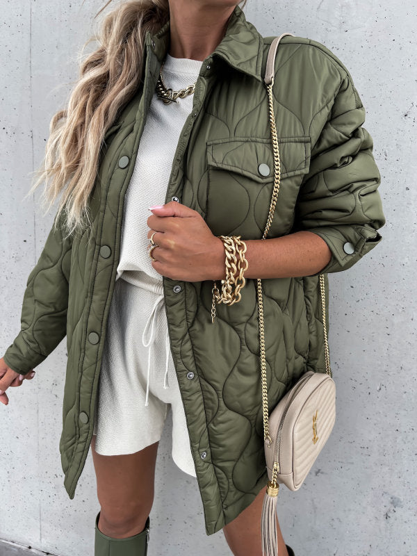 Plaid Cotton-Padded Coat | Collared, Single-Breasted Design | Casual Autumn and Winter Wear