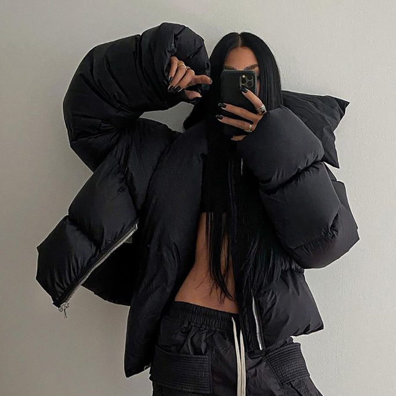 Oversized Cropped Puffer Jacket | Warm & Edgy | Streetwear Essential