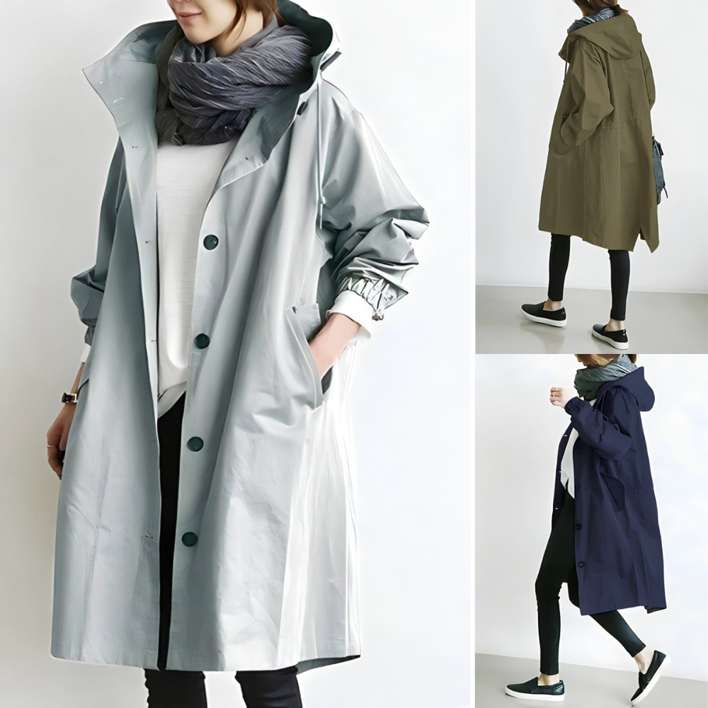 Oversized Hooded Trench Coat | Lightweight and Relaxed Fit | Stylish and Practical