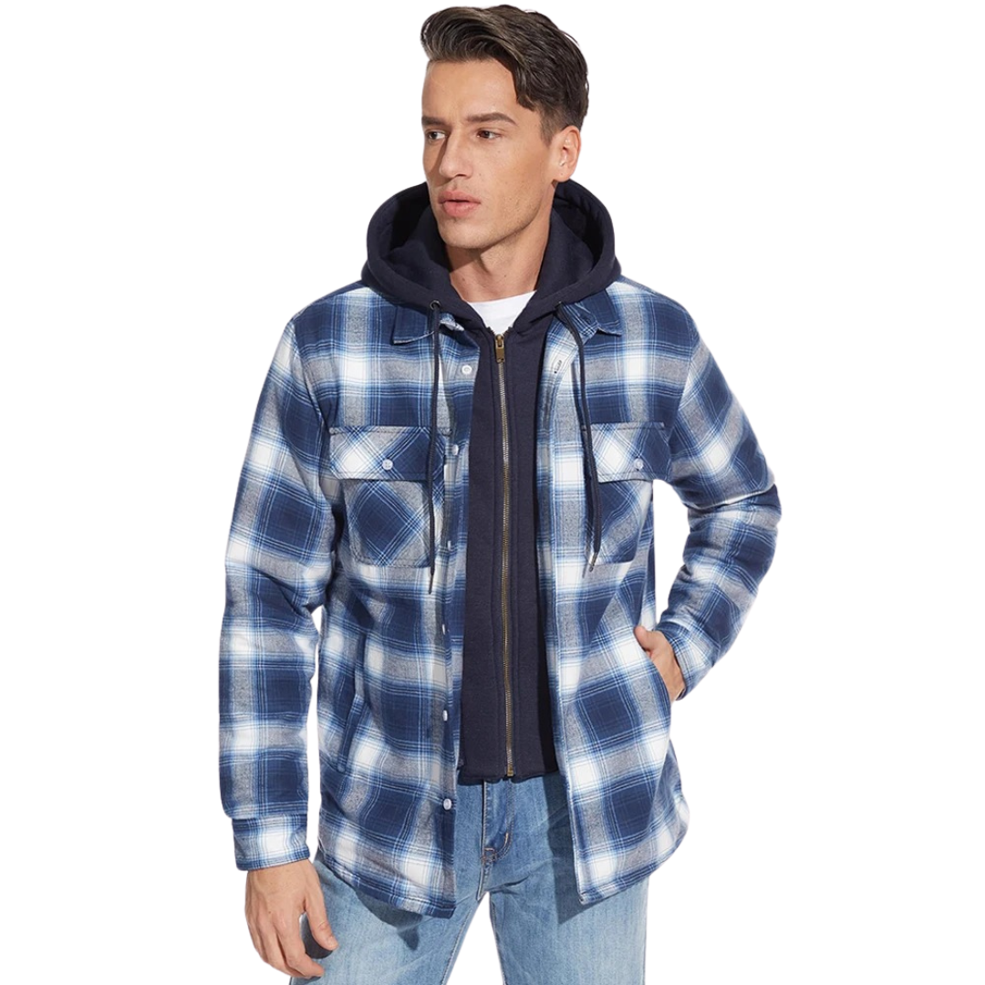 Hooded Plaid Fleece-Lined Shacket | Cotton & Polyester | Warm and Durable