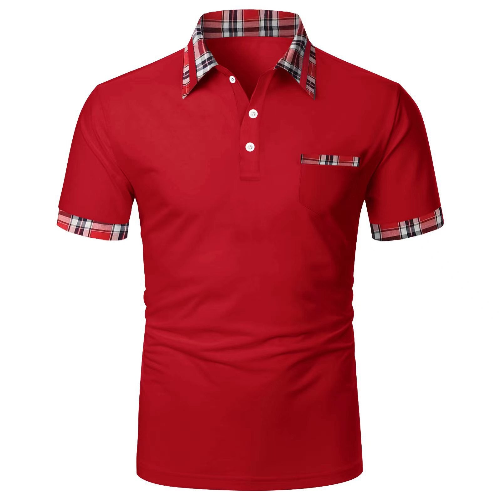 Plaid-Accent Polo Shirt | Soft Cotton Blend | Modern and Stylish Casual Wear