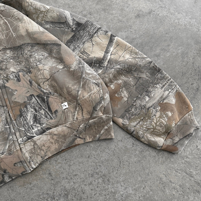 Cropped Camo Hoodie | Raw Hem | Rugged and Stylish