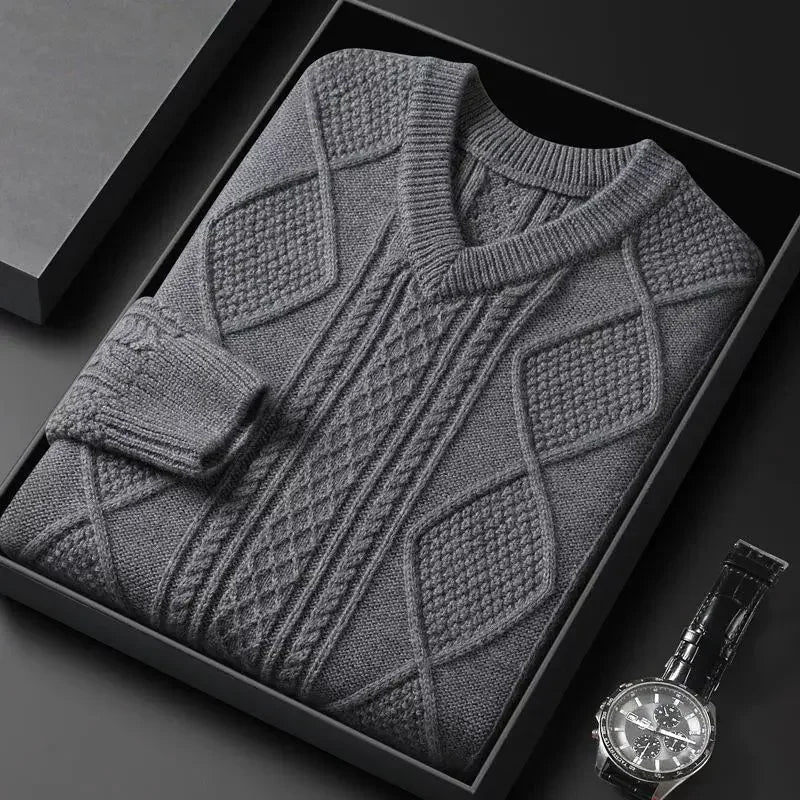 Cable-Knit Sweater | V-Neck | Textured Design