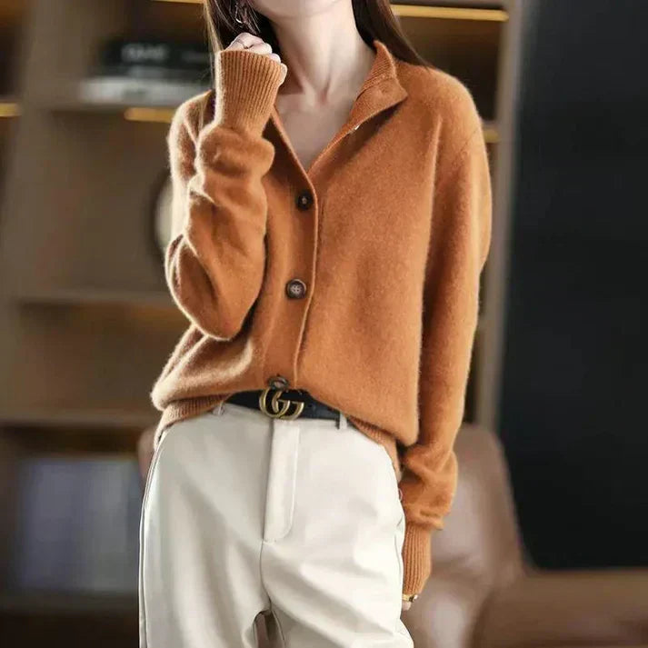 Elegant Button-Up Cardigan | Soft Knit | Collared Design | Women’s Everyday Sweater