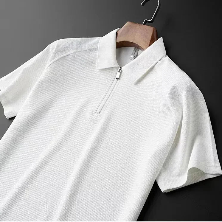 Zippered Polo Shirt | Textured Fabric | Modern and Comfortable