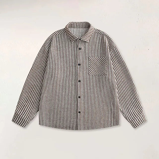 Striped Long-Sleeve Shirt | Classic and Versatile | Cotton Blend