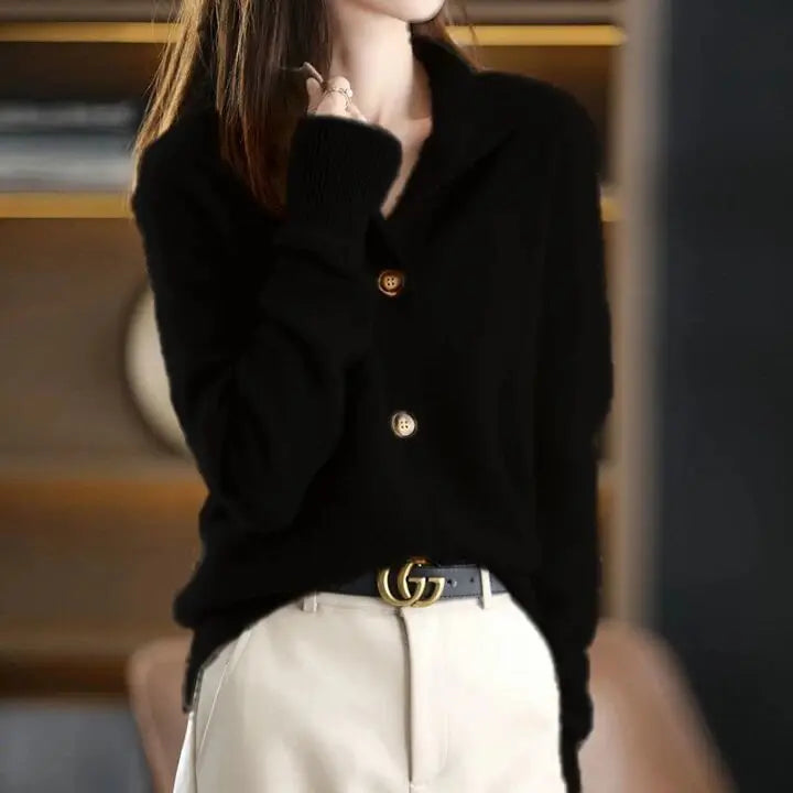 Elegant Button-Up Cardigan | Soft Knit | Collared Design | Women’s Everyday Sweater