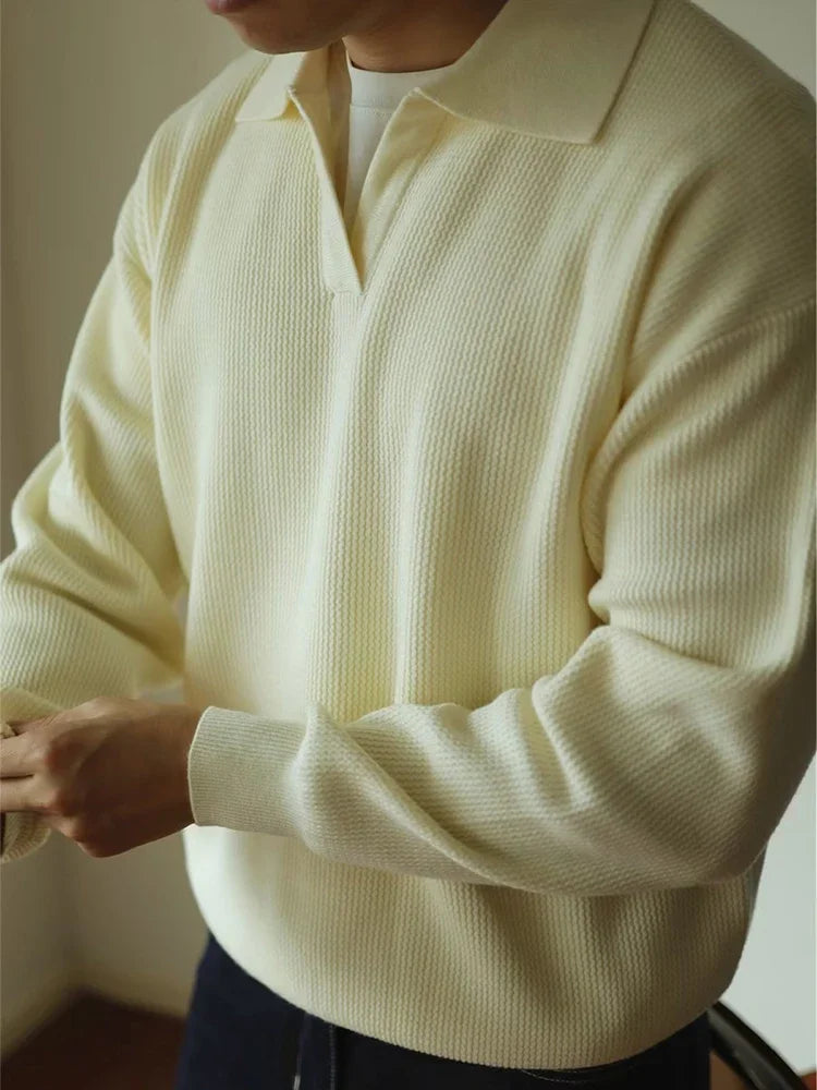 Collared Pullover Sweater | Cotton Blend | Minimalist and Sophisticated