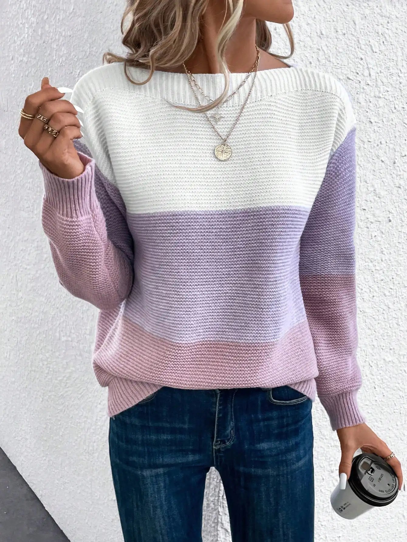 Pastel Color-Block Sweater | Acrylic | Soft and Cozy