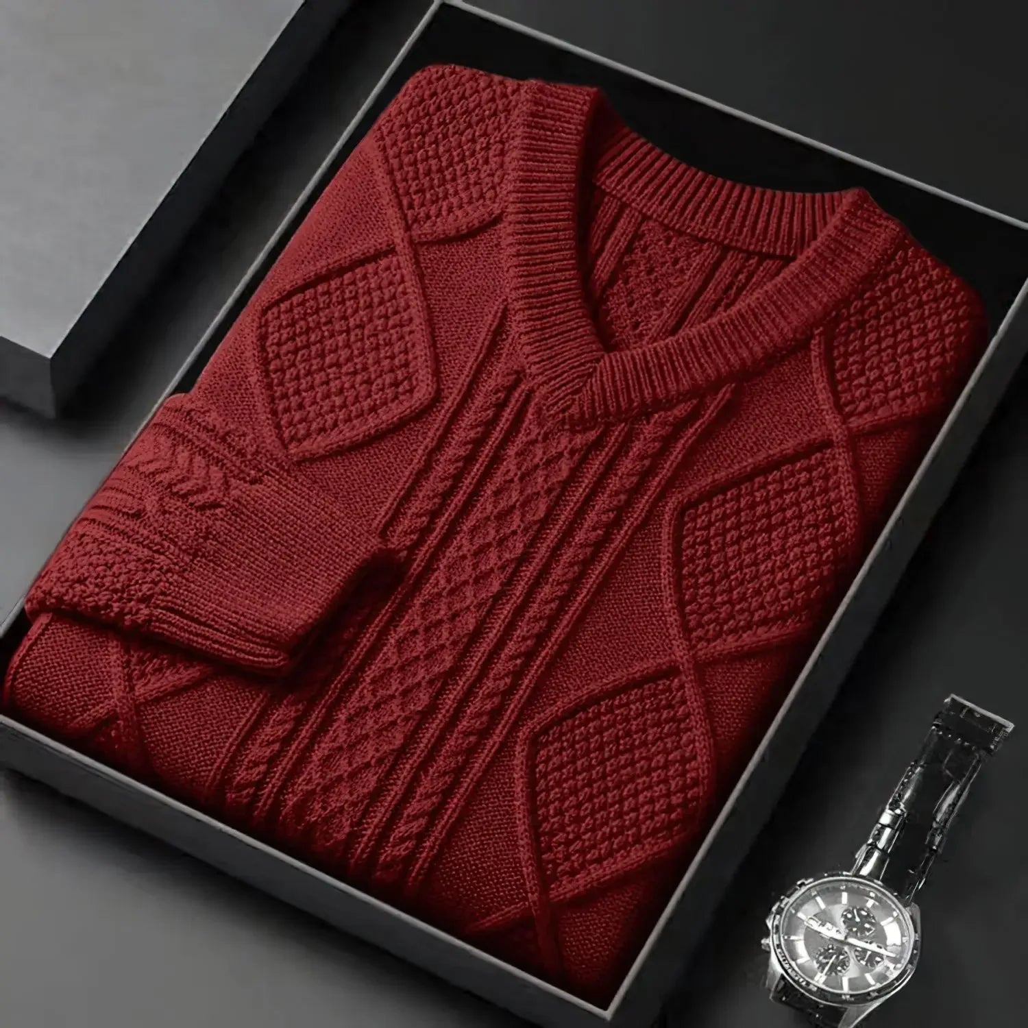 Cable-Knit Sweater | V-Neck | Textured Design
