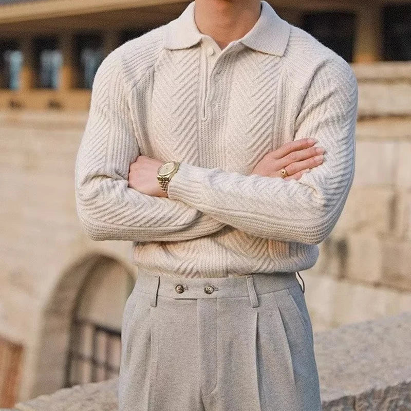 Cable-Knit Polo Sweater | Elegant and Warm | Tailored Fit