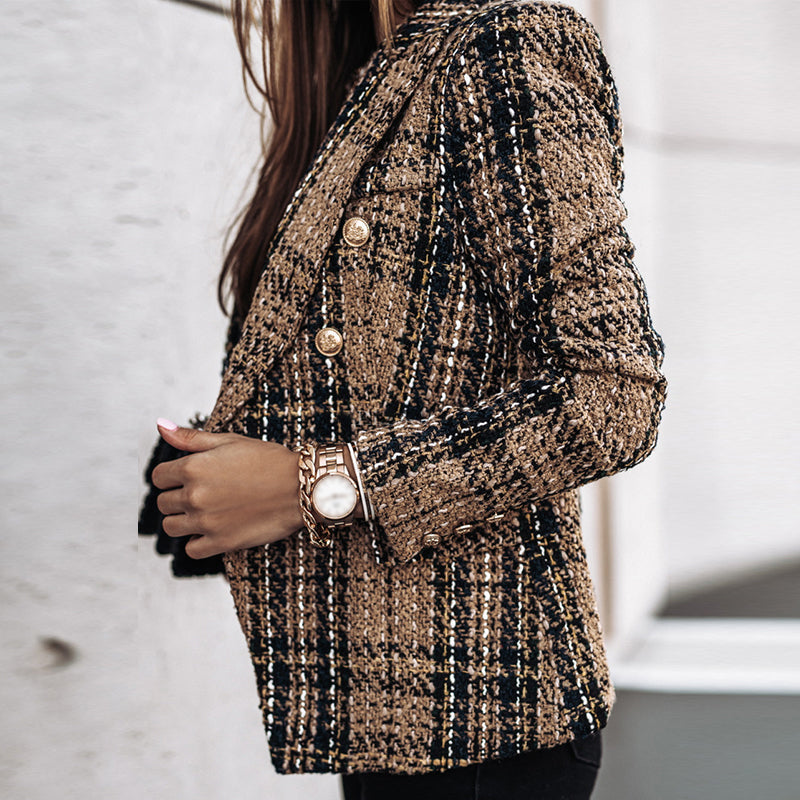 Double-Breasted Plaid Blazer | Tailored Fit | Timeless Style