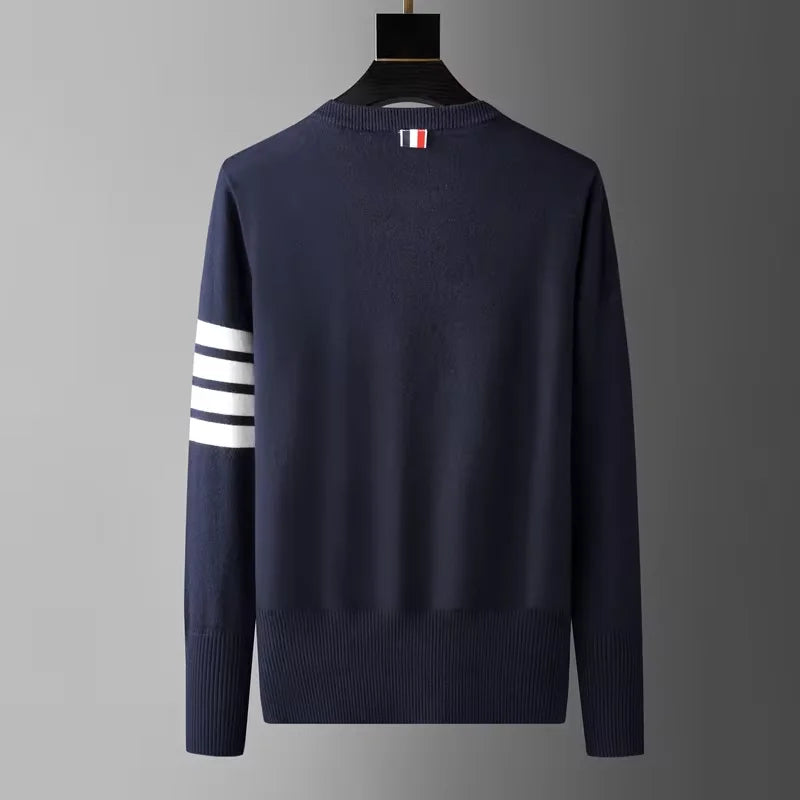 Crewneck Sweater | Striped Sleeve | Classic & Versatile