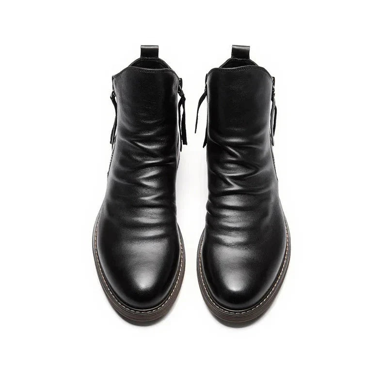 Classic Leather Ankle Boots | Stylish and Durable | Side Zipper