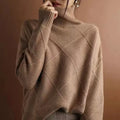 Diamond-Knit Turtleneck Sweater | Oversized Fit | Cozy and Chic