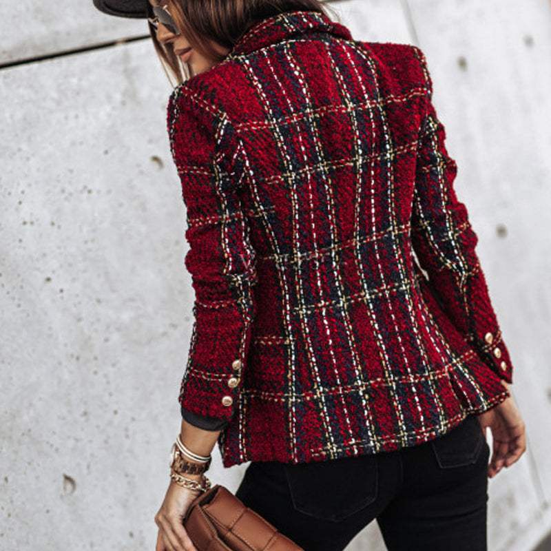 Double-Breasted Plaid Blazer | Tailored Fit | Timeless Style
