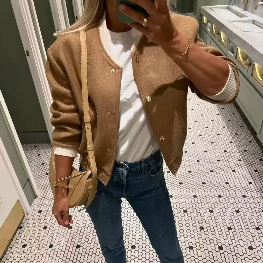 Cropped Bomber Jacket | Faux Suede | Retro Varsity Style