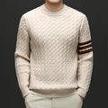 Cable-Knit Sweater | Striped Detail | Warm and Stylish