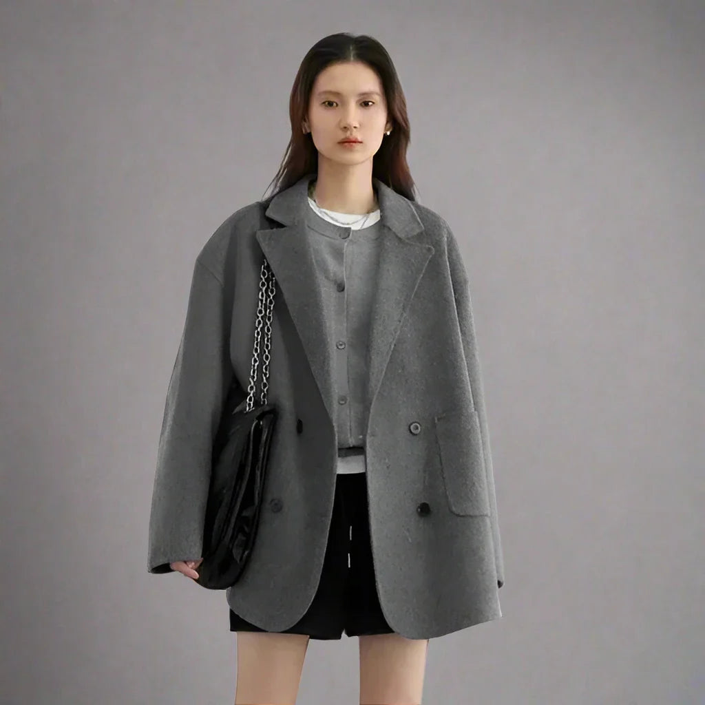Oversized Double-Breasted Coat | Wool Blend | Timeless and Warm
