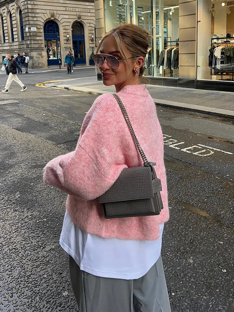 Oversized Pink Knit Sweater | Cozy Fit | Casual Chic