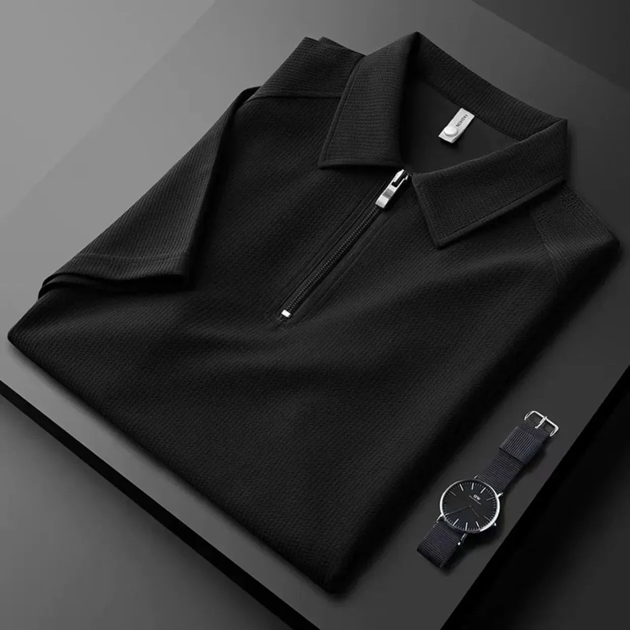 Zippered Polo Shirt | Textured Fabric | Modern and Comfortable