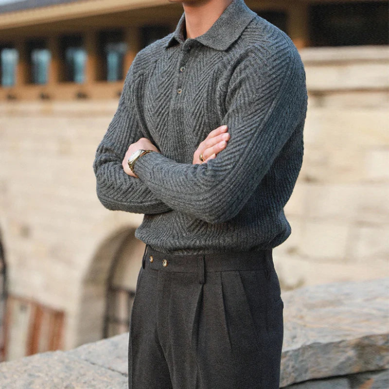 Cable-Knit Polo Sweater | Elegant and Warm | Tailored Fit