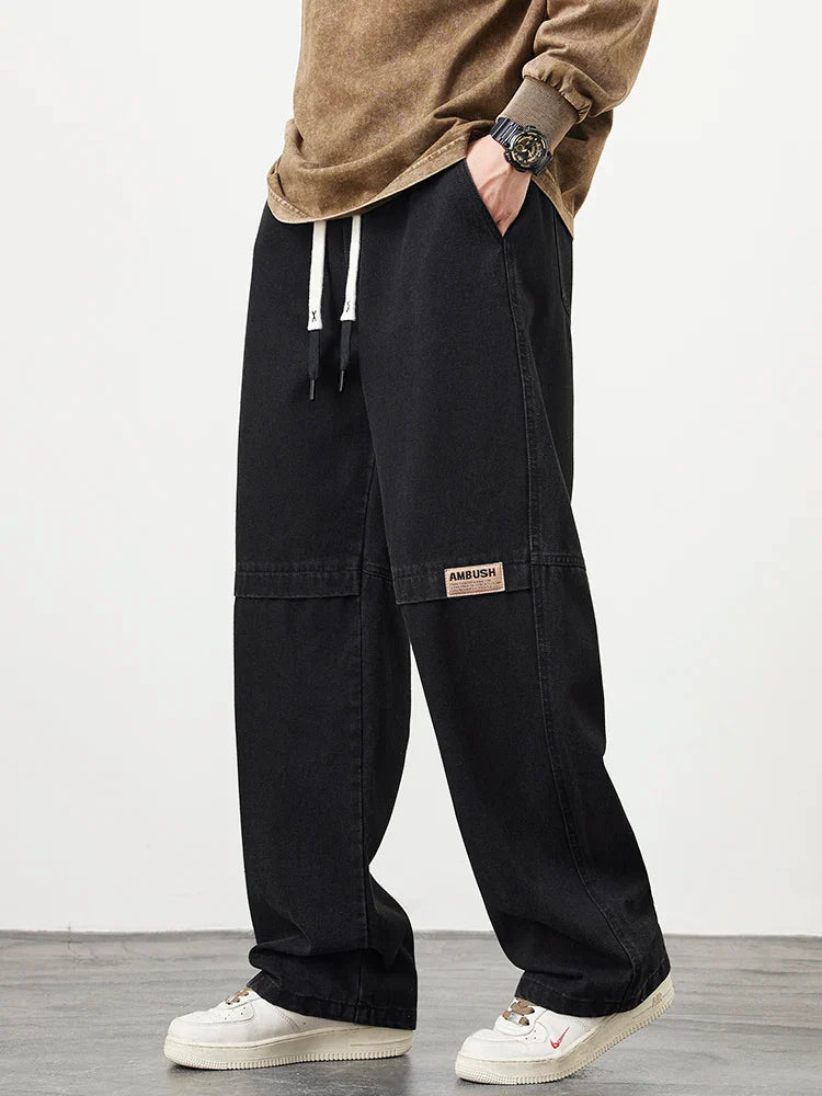 Wide-Leg Washed Pants | Cotton Blend | Relaxed Fit