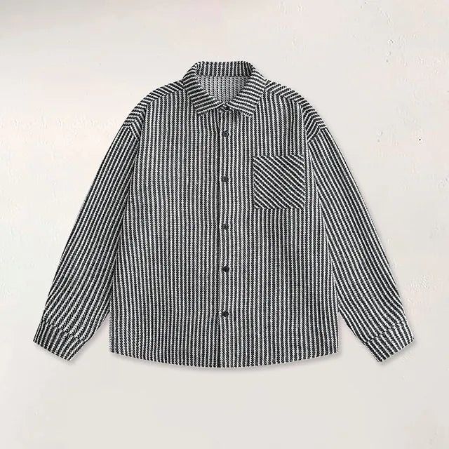 Striped Long-Sleeve Shirt | Classic and Versatile | Cotton Blend