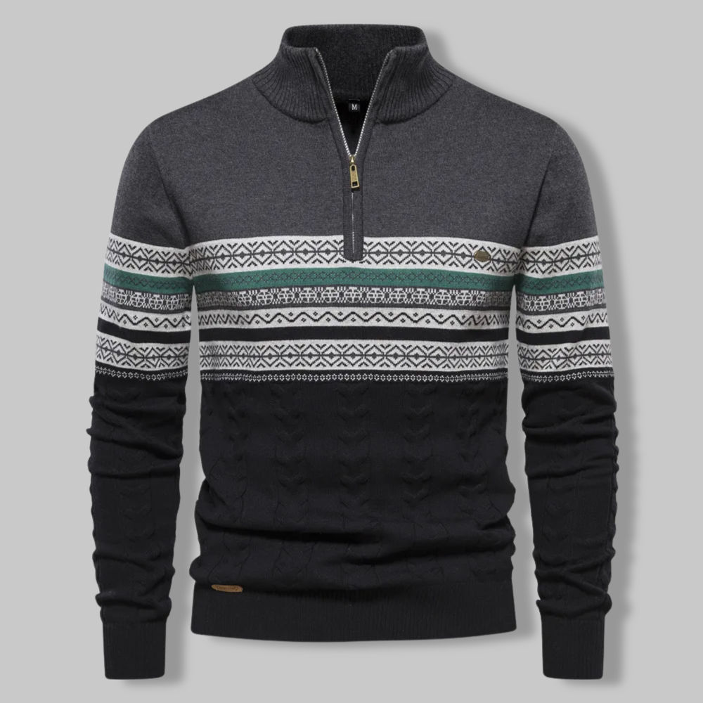 Nordic Half-Zip Sweater | Cotton Blend | Warm and Stylish