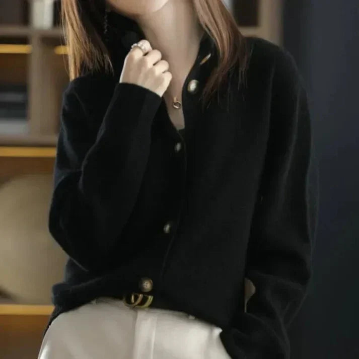 Elegant Button-Up Cardigan | Soft Knit | Collared Design | Women’s Everyday Sweater