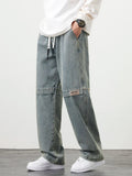 Wide-Leg Washed Pants | Cotton Blend | Relaxed Fit