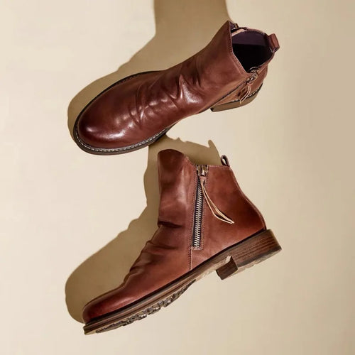 Classic Leather Ankle Boots | Stylish and Durable | Side Zipper