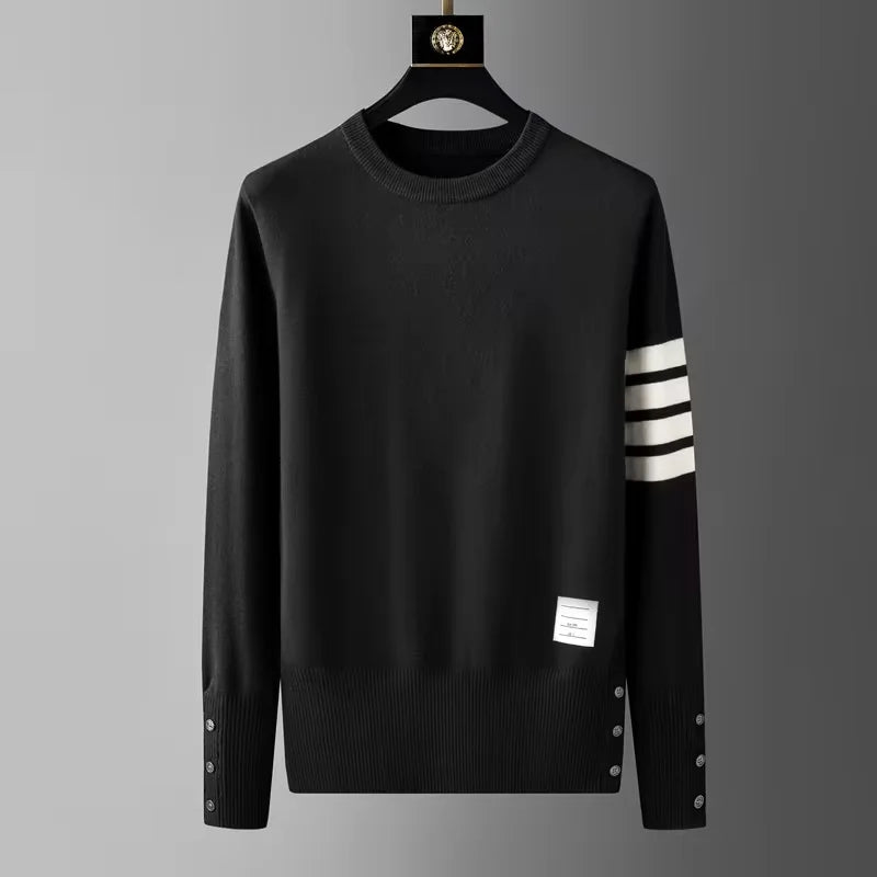 Crewneck Sweater | Striped Sleeve | Classic & Versatile