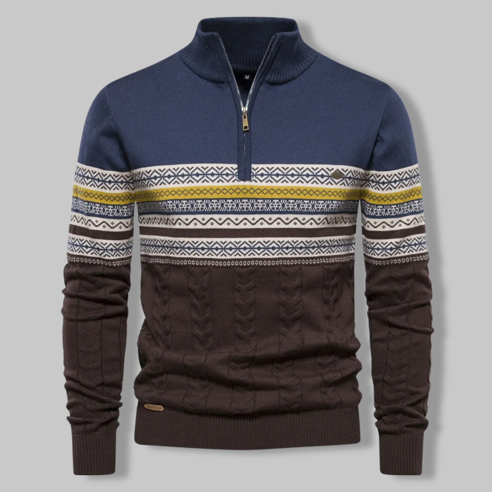 Nordic Half-Zip Sweater | Cotton Blend | Warm and Stylish