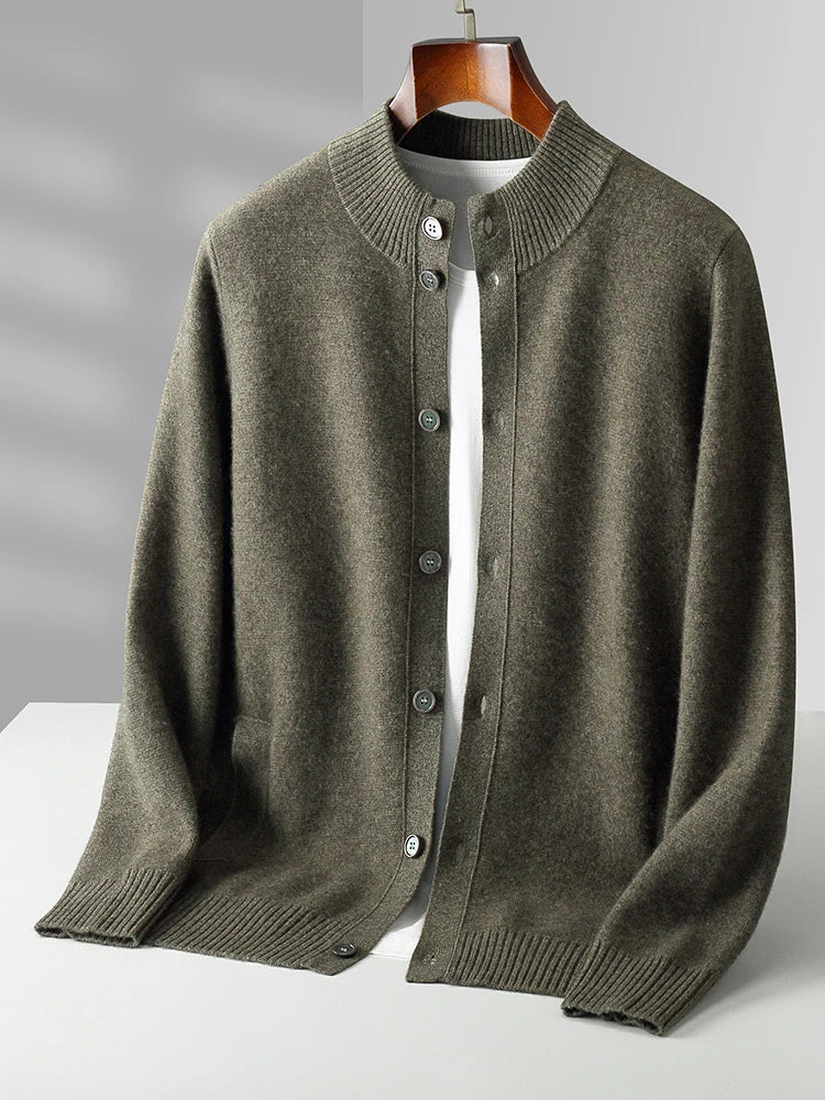 Wool-Blend Stand-Collar Cardigan | Zip-Up | Modern Elegance