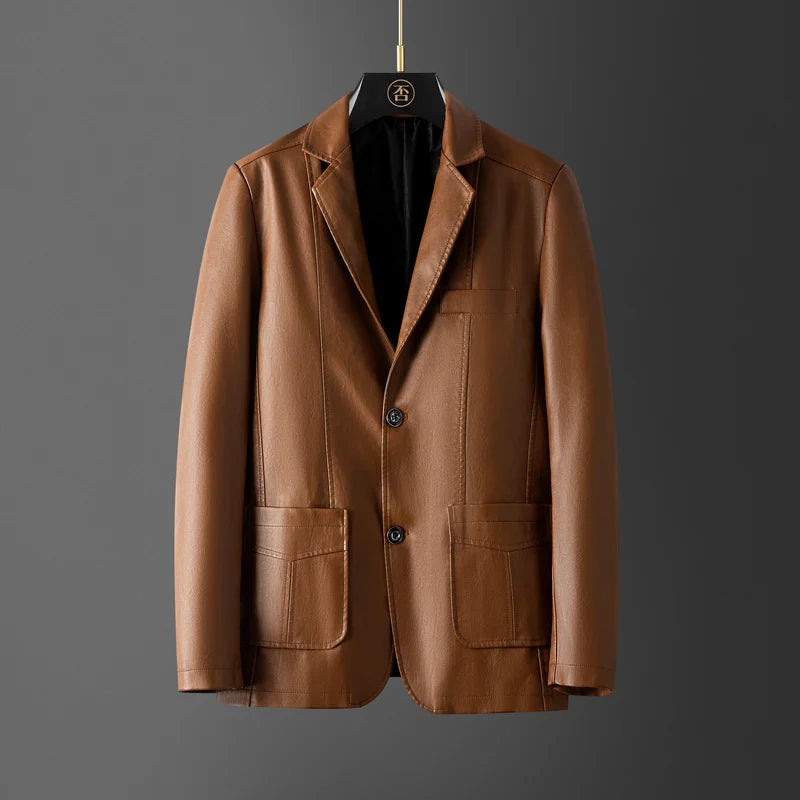 Faux Leather Blazer | Tailored Fit | Sleek Sophistication