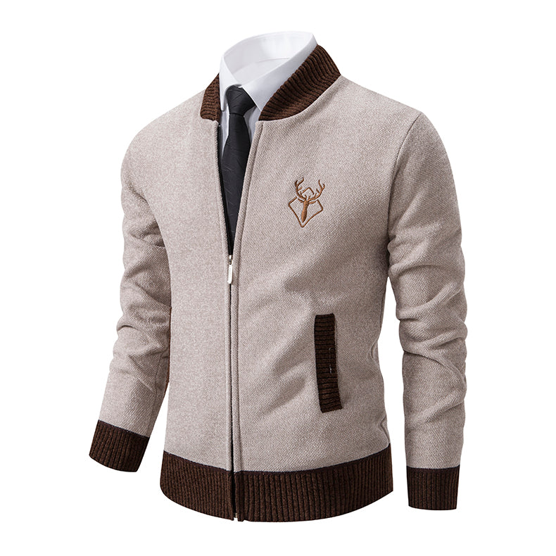 Embroidered Zip-Up Cardigan Jacket | Sleek and Comfortable | Slim Fit