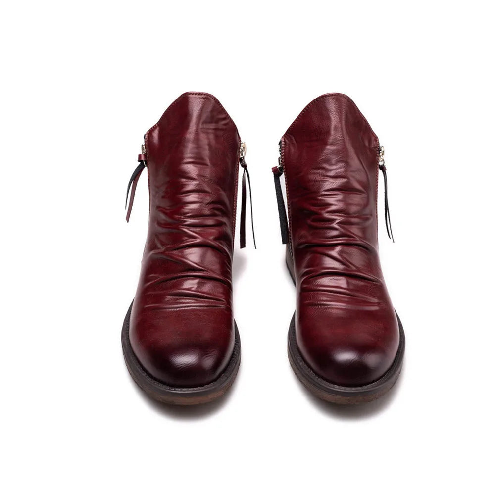 Classic Leather Ankle Boots | Stylish and Durable | Side Zipper