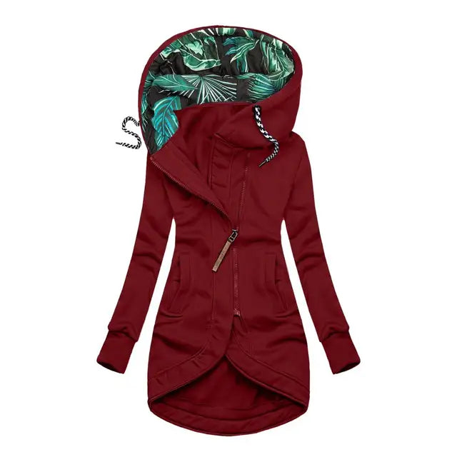 Asymmetrical Zip-Up Hoodie | Warm Lined | Cotton Blend | Casual Outerwear