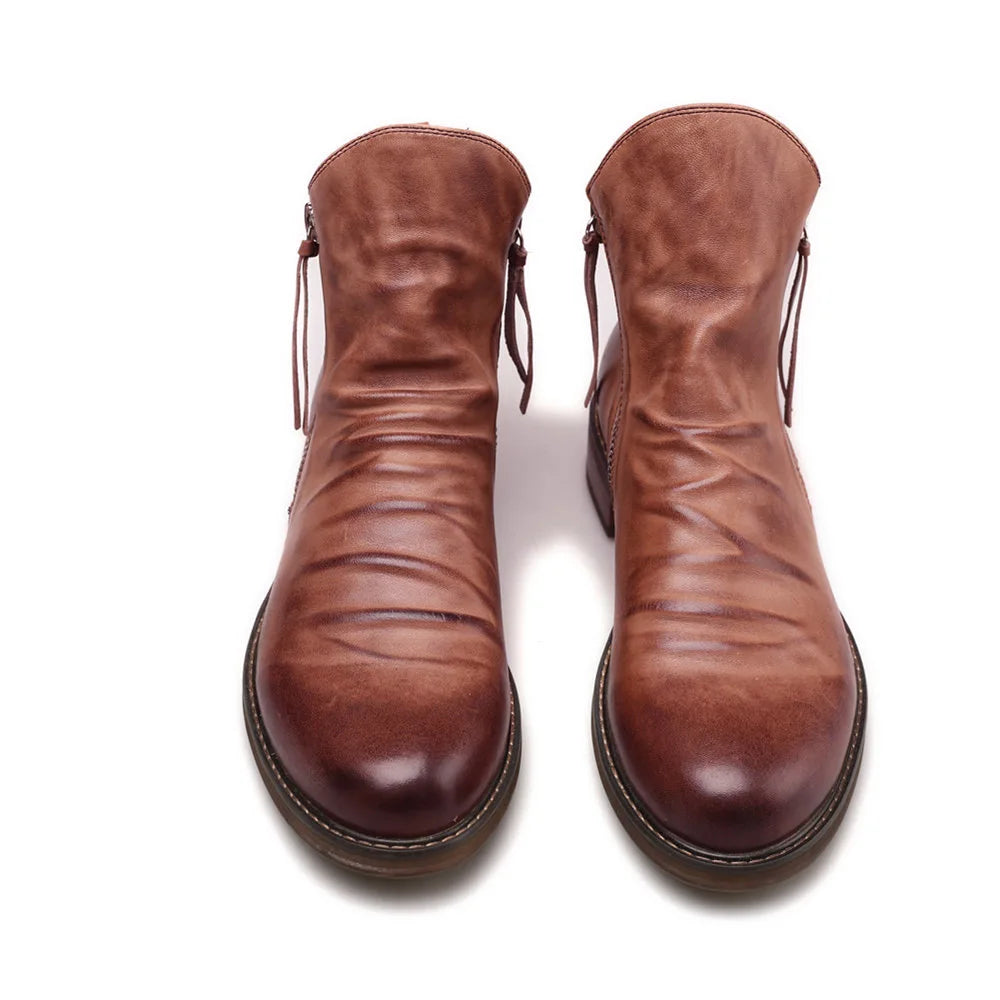 Classic Leather Ankle Boots | Stylish and Durable | Side Zipper