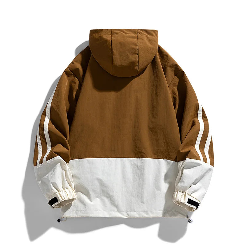 Striped Panel Hooded Jacket | Stylish Outerwear | Sporty and Functional
