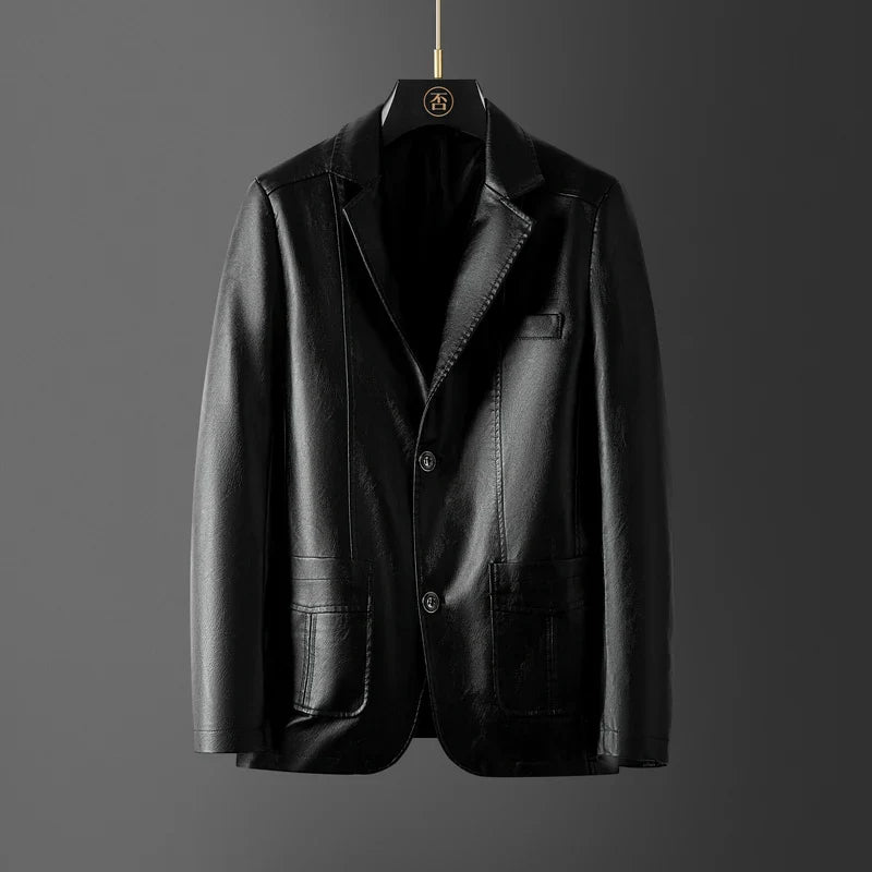 Faux Leather Blazer | Tailored Fit | Sleek Sophistication